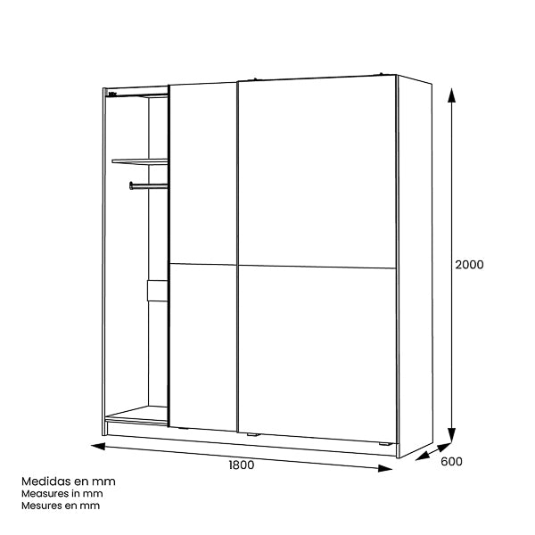 ARMARIO CORREDERA CUADRO 180cm
