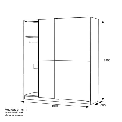 ARMARIO CORREDERA CUADRO 180cm