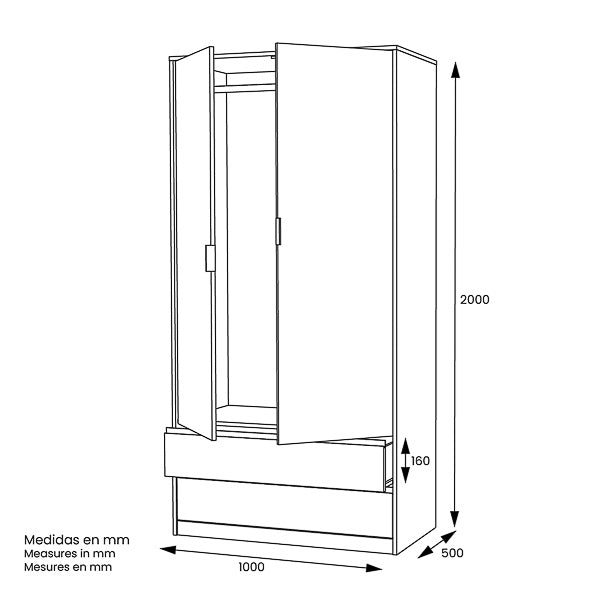 ARMARIO 2 PUERTAS 100cm